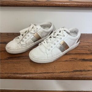 Stylish White and Silver Sneakers